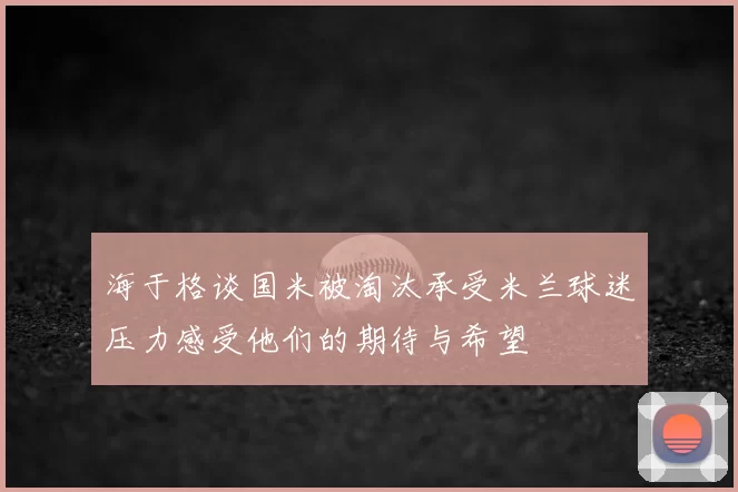 海于格谈国米被淘汰承受米兰球迷压力感受他们的期待与希望